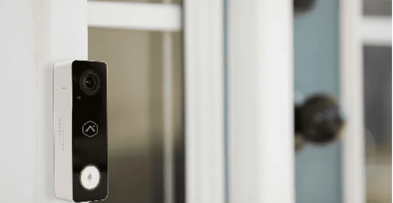Frontpoint doorbell camera at a front door