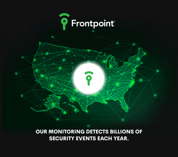 Animated demo of Frontpoint video analytics identifying people and vehicles on camera